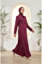 Tie collar buttoned dress 5111-03 plum