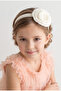 Cream Pearl Embroidered Satin Rose Figured Flower Children's Crown - 2