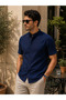 Men's Slim Fit Narrow Fit Short Sleeve Linen Judge Collar Gift Boxed Shirt - 2