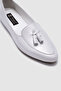 White Glitter Genuine Leather Women's Ballerinas [Tg051626] – with Bow & Flat Sole - 3