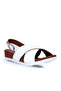 White Leather Women's Flat Sandals 01Wj0800 - 2