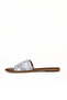 Silver Shiny Leather Women's Flat Slippers 01We3600 - 3