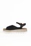 Black Leather Women's Flat Sandals 01We3401 - 3