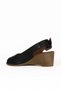 Black Leather Women's Wedge Heeled Sandals 01We4002 - 4