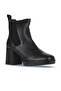 Black Leather Women's Heeled Boots 01Wv8100 - 2