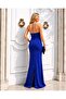 Cobalt Blue Chest Pearl Embellished Long Evening Dress 583389 - 4
