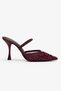Calista Women's Burgundy Lace Mesh Embroidery and Bead Detailed Heeled Shoes 9cm - 3