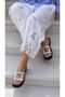 Vensia Flat Sole Flip Flops with Accessory Detail Women's Slippers Genuine Leather - 6
