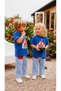 Unisex Kids Circus Themed Cotton Striped Pants Printed T-Shirt Top and Bottom Set - 4