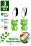 Premium Children's Bpa Free Silicone Handle Fork-Spoon Set with Frog Figure, Stainless Steel Tip, 9+ Months - 7