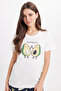 Women's regular fit classic cut cotton crew neck short sleeve printed pajama set - 4