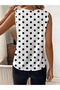 Women's Strappy V-Neck Polka Dot Single Jersey Blouse - 4