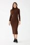 Raised Collar Long Sleeve Premium Full Stretch Fabric Long Pencil Dress Elb030