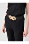 Black Buckle Detailed Elastic Belt - 3