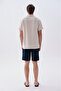 Men's Off-White Striped Regular Fit Resort Collar Short Sleeve Shirt - 2