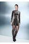 Shiny Asymmetrical Velvet Dress - 2