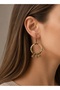 Women's Beige Tasseled Hoop Earrings Bijouterie Trendy Stylish Gift