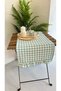 Roza Dertsiz Stain-Resistant Vintage Ruffled Mint Green Gingham Runner - 2