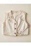 Girl's Beige Embroidery Detailed Linen Look Shorts Set – Buttoned Summer Two-Piece Set - 5