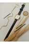 Special Design Women's Wristwatch Gold Color Case, White Color Dial, Black Color Strap - with Waterway Bracelet - 4