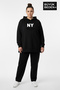 Large Size Hooded Ny New York Printed Tunic Slim Sweatshirt Spr26Btk991-1