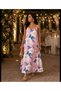 Rochie lungă și drapată, căptușită cu modele florale - 3