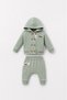 Button Detailed Hooded Baby 2-Piece Set