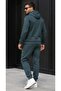 Men's Petrol Winter Cotton Print Detailed Tracksuit Set - 6