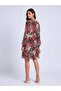 Women's Red Floral Patterned Short Dress |   Frn Line - 2