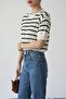Women's Turquoise Short-Sleeved Striped Stylish Summer Sweater - 2