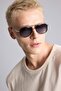 Men's Oval Large Black Metal Frame Black Glass Polarized Sunglasses F0584Axns