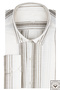 Men's Beige Khaki Striped Pocketless Cotton Linen Effect Wide Cut Long Sleeve Shirt - 3