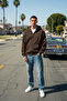 Brown 3 Thread Men's Zippered Hooded Sweatshirt Cardigan - 2