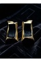 Black Rectangular Shaped Steel Earrings - 3