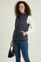 Inflatable Zippered Vest Water Repellent Quilted Lined Fabric with Pockets Lightweight Winter Sports Comfortable Fit - Navy Blue - 3