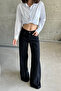 Women's Oversize Wide Leg Baggy Black Denim Trousers - 3