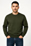 Men's Three Thread Plain Crew Neck Sweatshirt - Khaki - 4