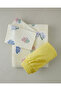 Flower Stripes Printed Cotton Single Pique Set 150X220 cm Yellow - 6