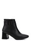 Women's Black Zippered Blunt Toe Thick Heeled Boots