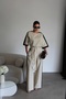 Contrast Striped T-Shirt and Pants Premium Linen Set - 3