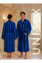 Striped 100% Cotton Bathrobe XL, 380 GSM, Kimono Collar, Soft Absorbent, Belt & Pockets - 4
