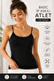 Women's Cotton Basic Black String Strap Tank Top