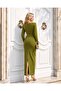 Double-Breasted Collar Midi Dress with Back Slit 581845 Pistachio Green - 3