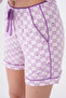 Shirt Collar Pocket Front Buttoned Premium Viscose Short Sleeve Checkered Summer Shorts Women's Pajama Set - 5