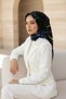 100% twill silk striped pattern s Cobalt emerald green colored 90x90 scarf sewing method: hand stitching - 2