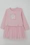 Girls' Long Sleeve Dress with Floral Print and Tulle, 2-6 Years, Pink - 6