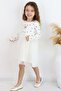 Girl's Long Sleeve Dress with Bow Pattern and Appliqué Detail, Ages 2-6, Ecru - 2