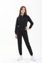 Girl's Hooded Zippered Elastic Leg Navy Blue-Red Tracksuit Set