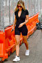 Zipper Detailed Sports Jumpsuit Flexible Lycra Matte Black - 6