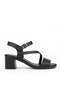 , Women's Genuine Leather Heeled Sandals 1611020Z2219 Black - 3